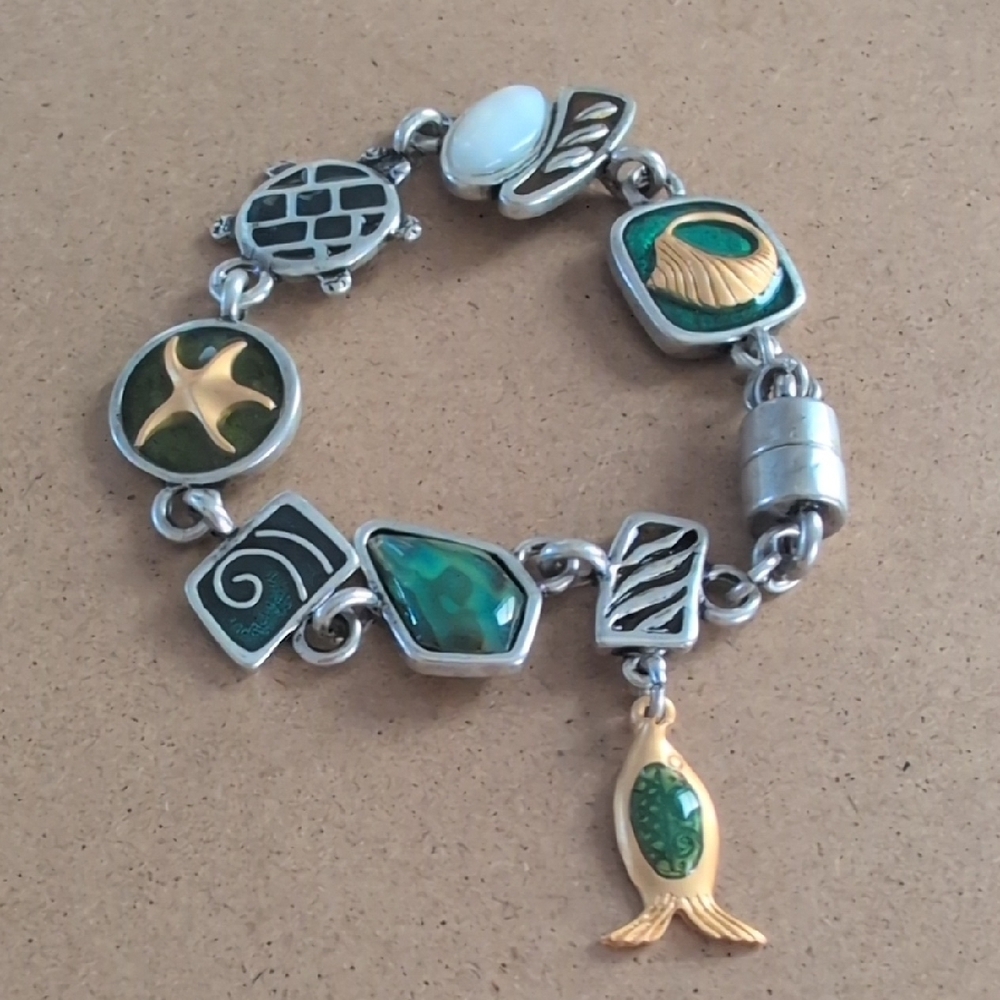 Artisan Silver and Gold Charm Bracelet